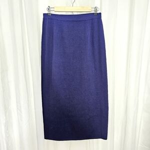 Peruvian Connection Blue Knit Pencil Skirt Pima Cotton Size Medium
